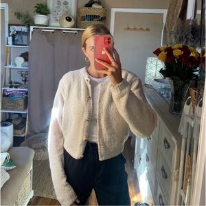 Missguided teddy soft cozy cropped cardigan